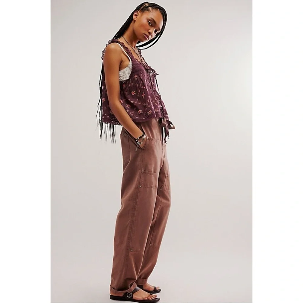 Free People Hayden Pull On Pants in Brownie Size XS NEW Cargo Bohemian Neutral
